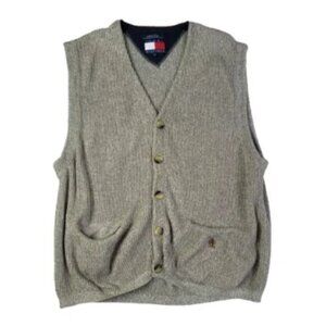 Tommy Hilfiger Men's Sweater Vest Vintage Button Front Knit Size L